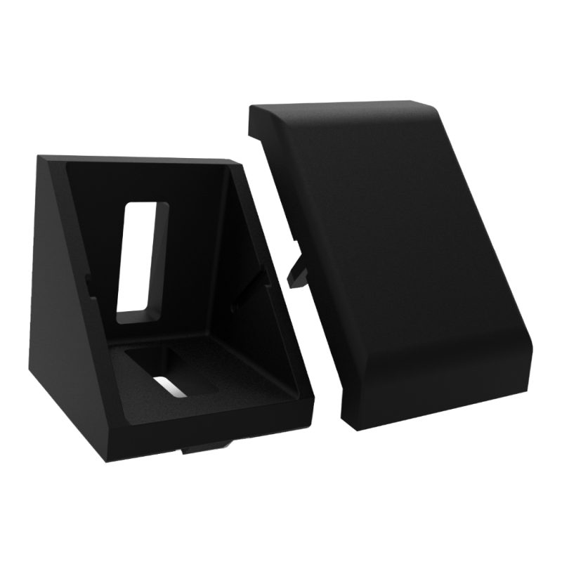Corner bracket 3030 front black + cap-alt