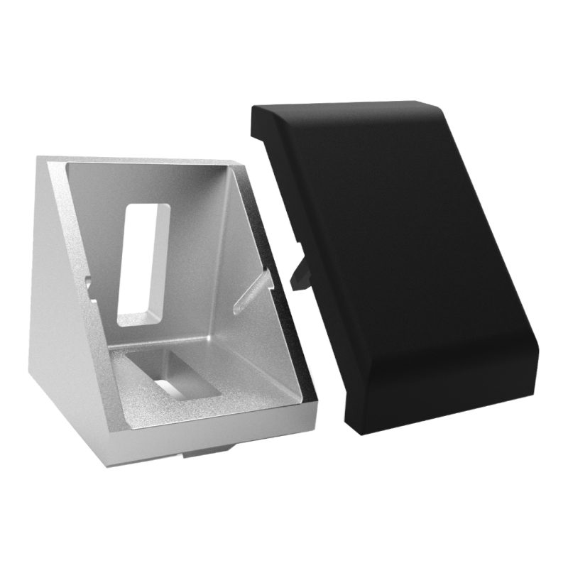 Corner bracket 3030 front silver + cap-alt