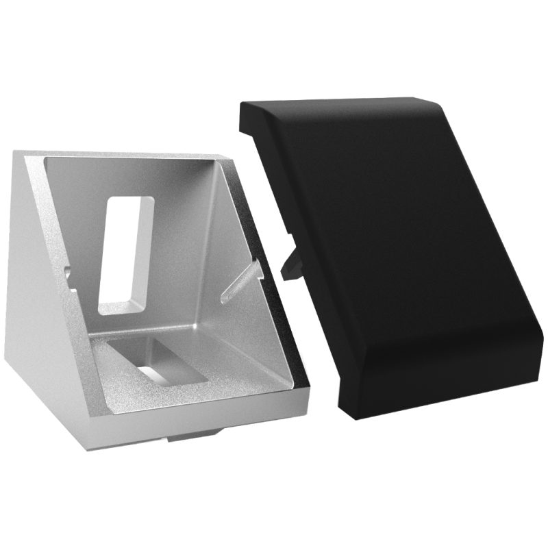 Corner bracket 4040 front silver + cap-alt